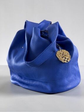 Vince Camuto Royal Blue Shoulder Tote with Gold Charm